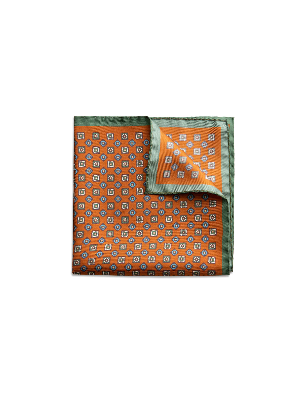 Pocket Square Printed Silk Mandarin/Tile Print