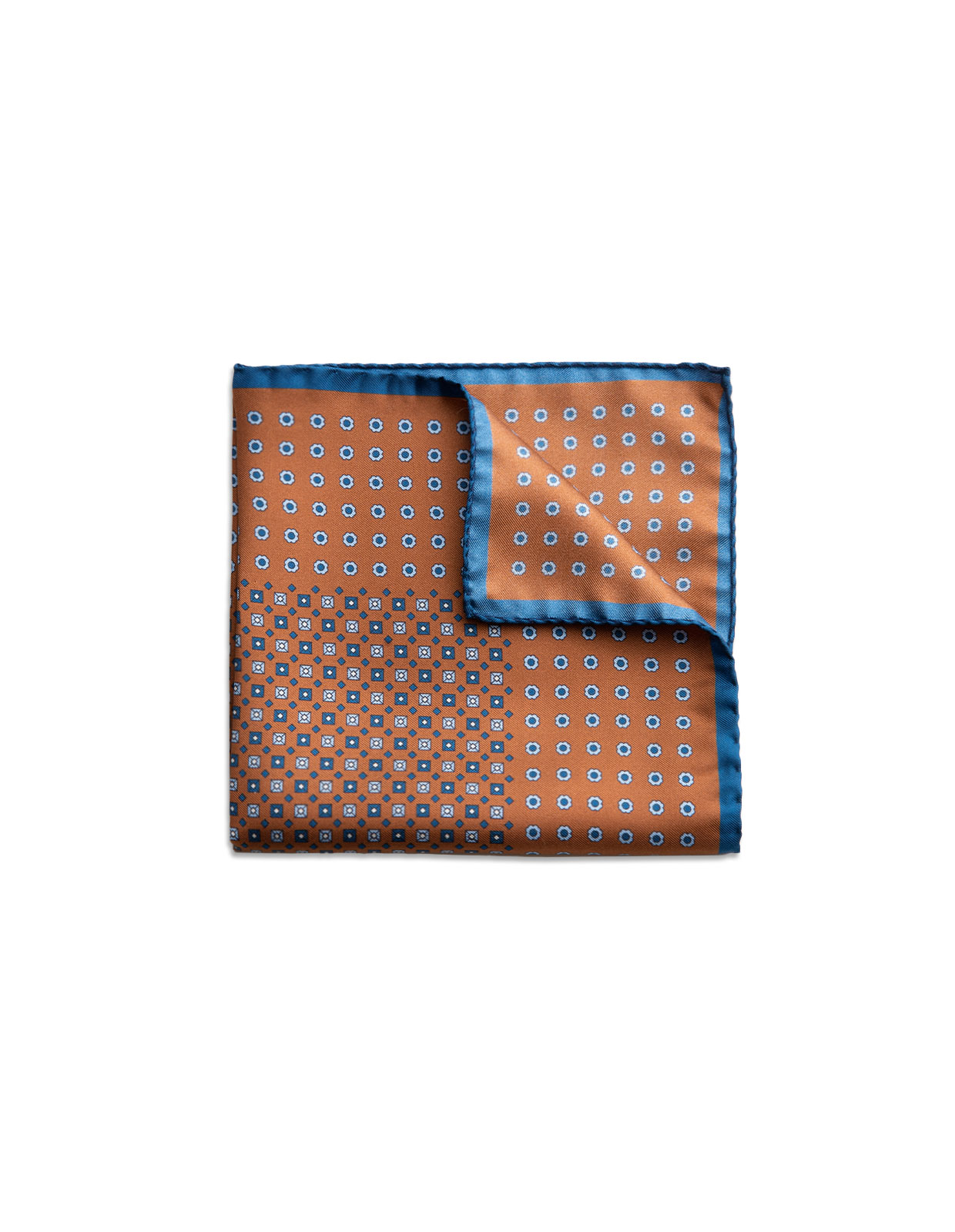 Pocket Square Printed Silk Brown Micro Print