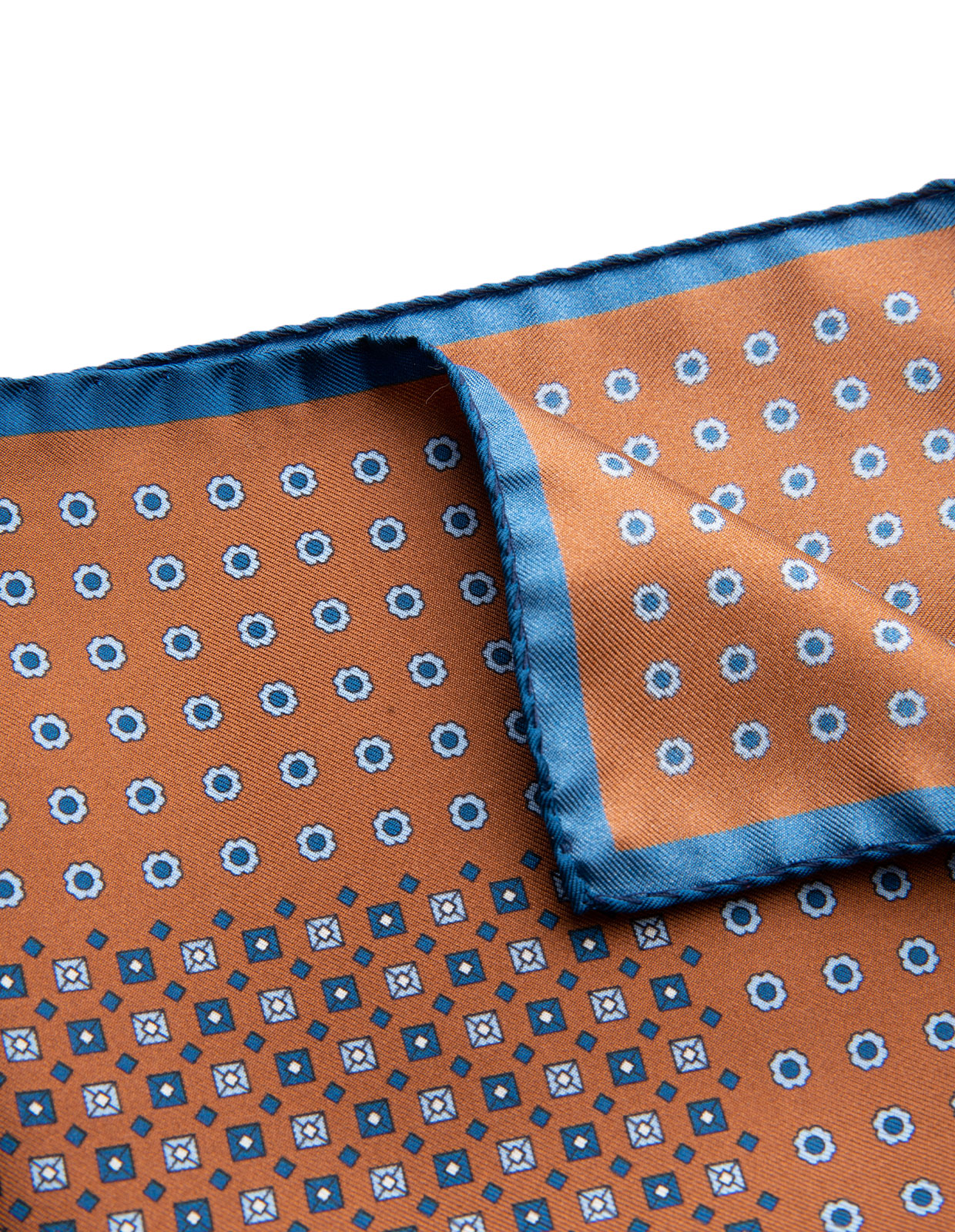 Pocket Square Printed Silk Brown Micro Print