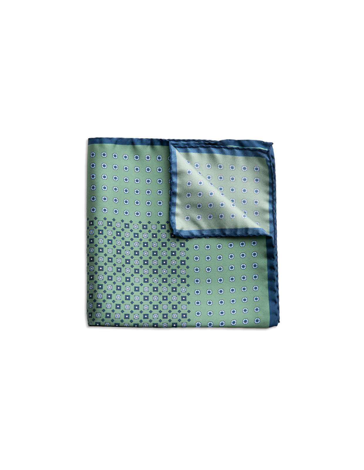 Pocket Square Printed Silk Green Micro Print