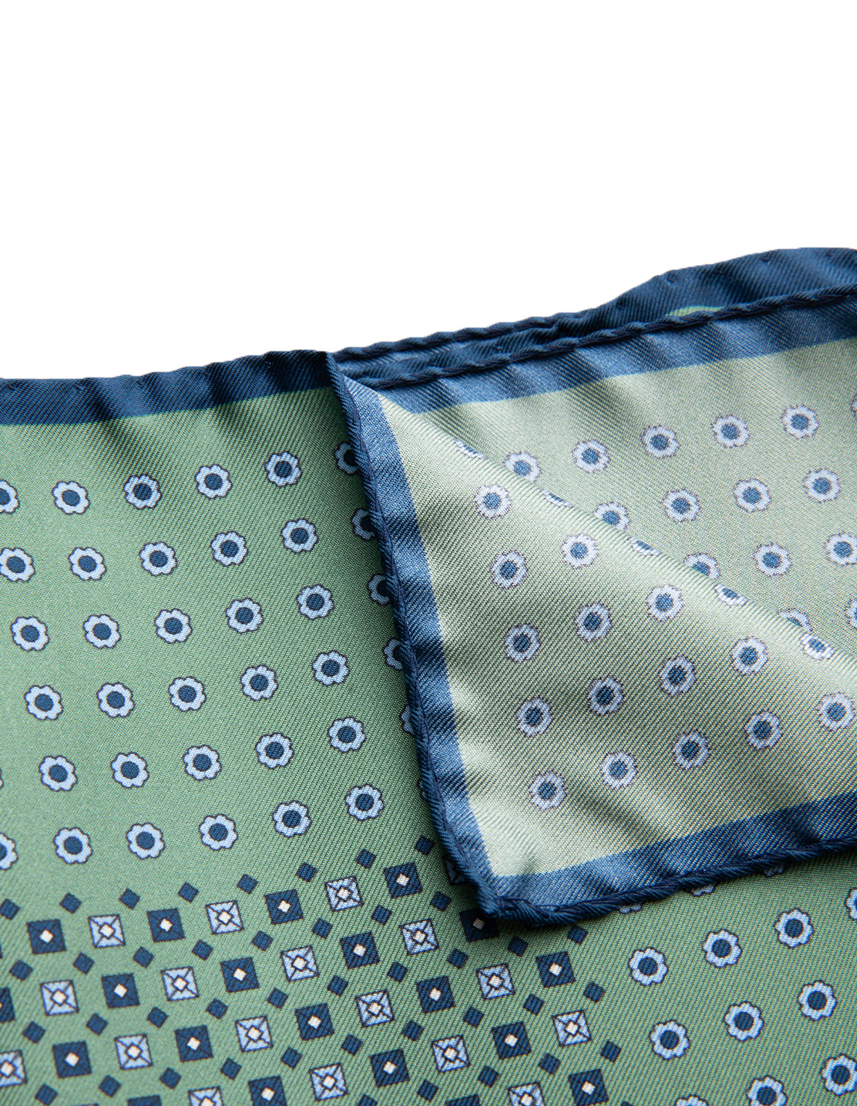 Pocket Square Printed Silk Green Micro Print