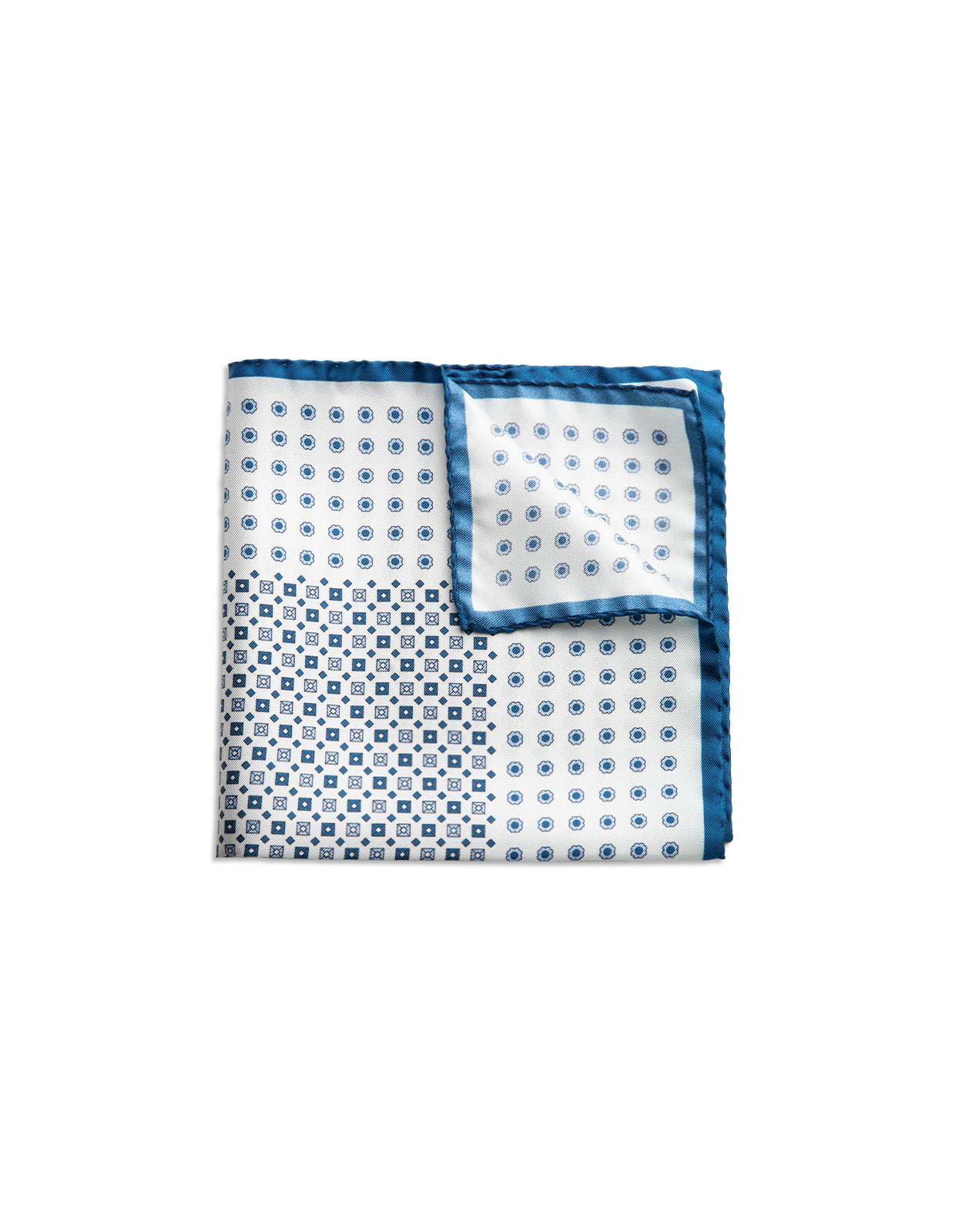 Pocket Square Printed Silk White Micro Print