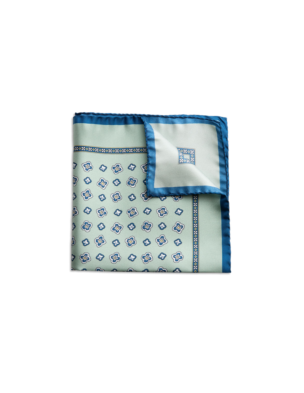 Pocket Square Printed Silk Pale Green/Flowers