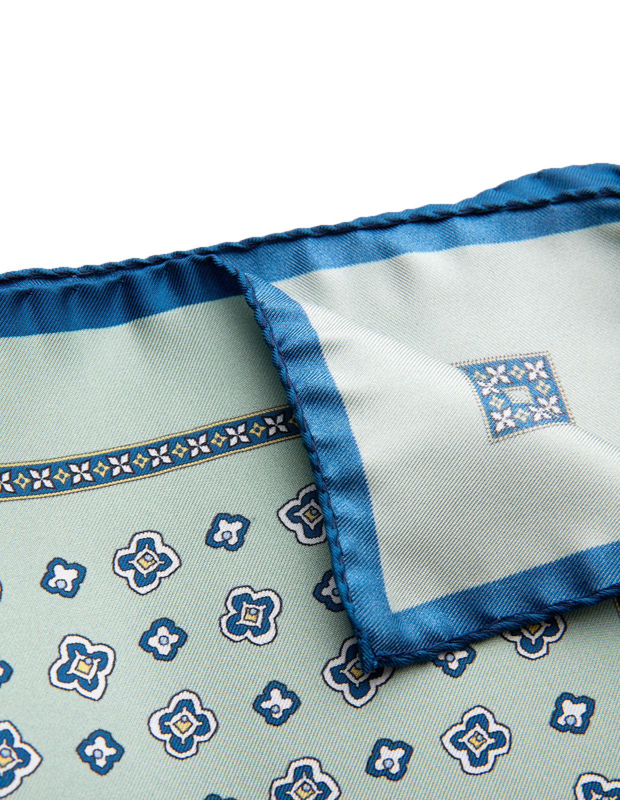 Pocket Square Printed Silk Pale Green/Flowers