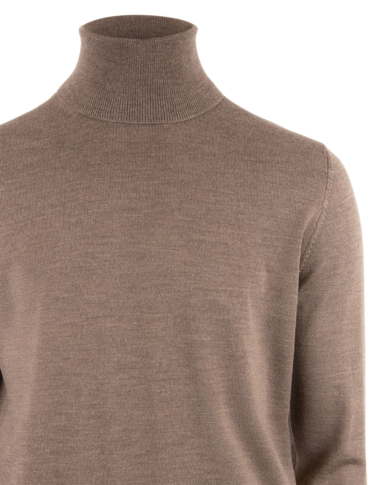 Roll Neck Merino Brown Melange Stl L