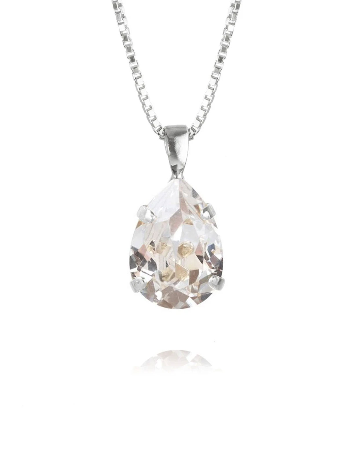 Mini Drop Necklace Rhodium Crystal