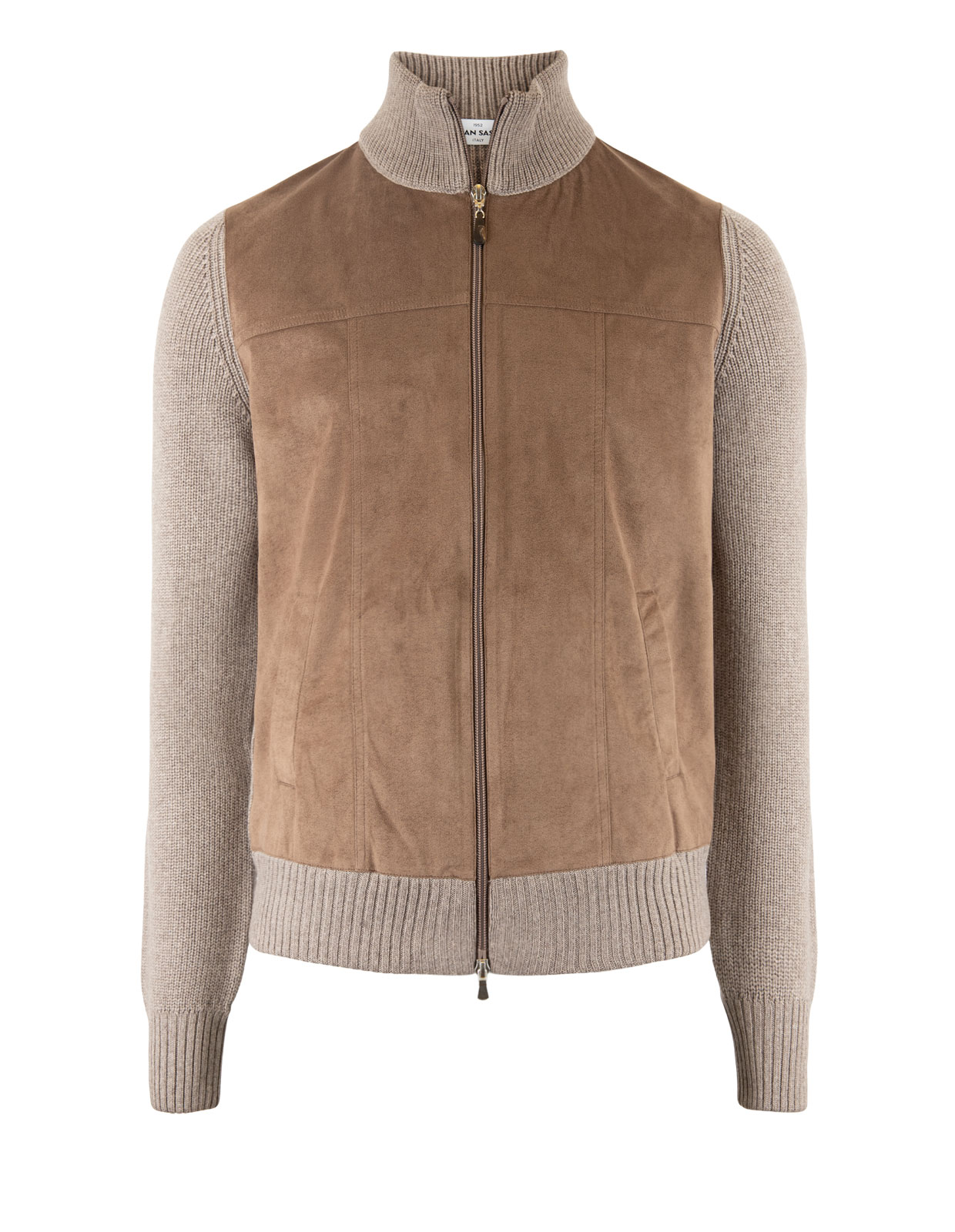 Jacka Stickad Alcantara Beige