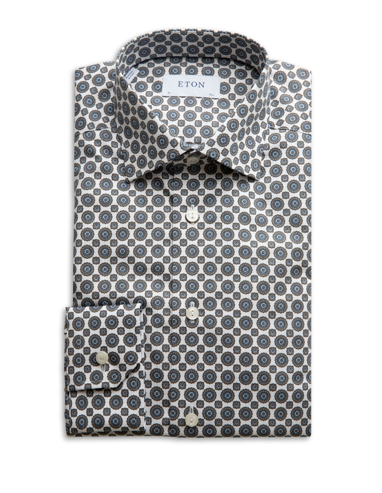 Slim Fit Skjorta Geometric Print Brun Stl 38