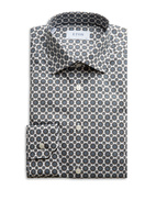 Slim Fit Skjorta Geometric Print Brun Stl 38