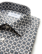 Slim Fit Skjorta Geometric Print Brun Stl 38
