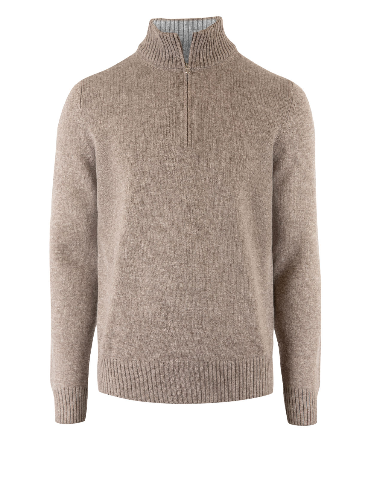 Zip Tröja Ull Cashmere Beige/Grå