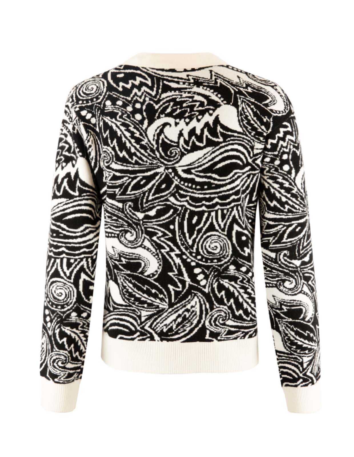 Ornellla Jaquard Cardigan Benvit/Svart
