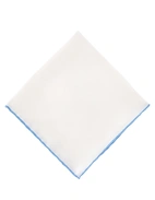 Pocket Square Silk Colored Edging White/Light Blue