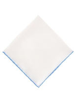 Pocket Square Silk Colored Edging White/Light Blue