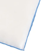 Pocket Square Silk Colored Edging White/Light Blue