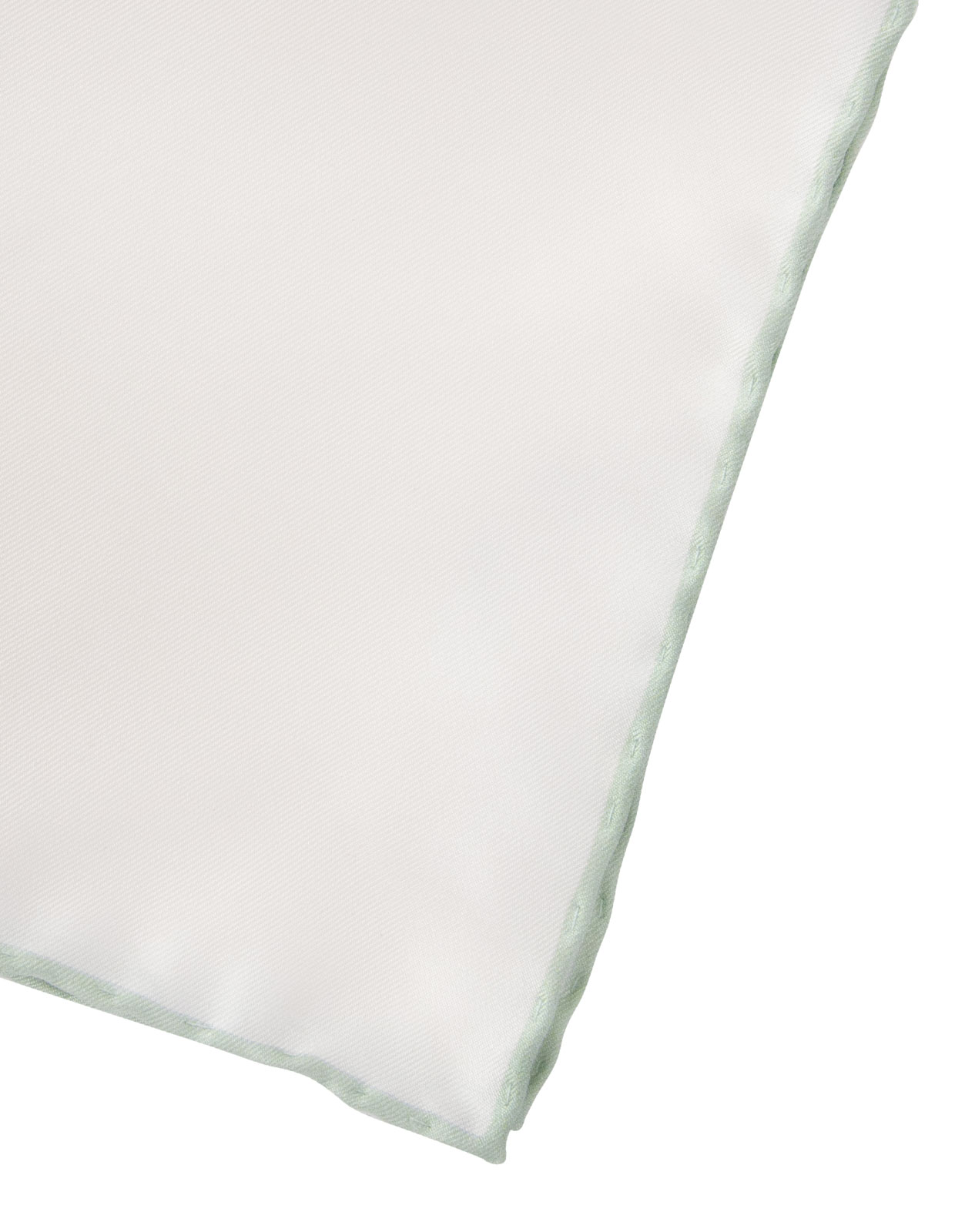 Pocket Square Silk Colored Edging White/Light Green