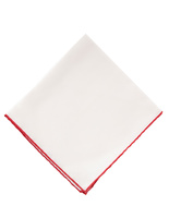 Pocket Square Silk Colored Edging White/Red