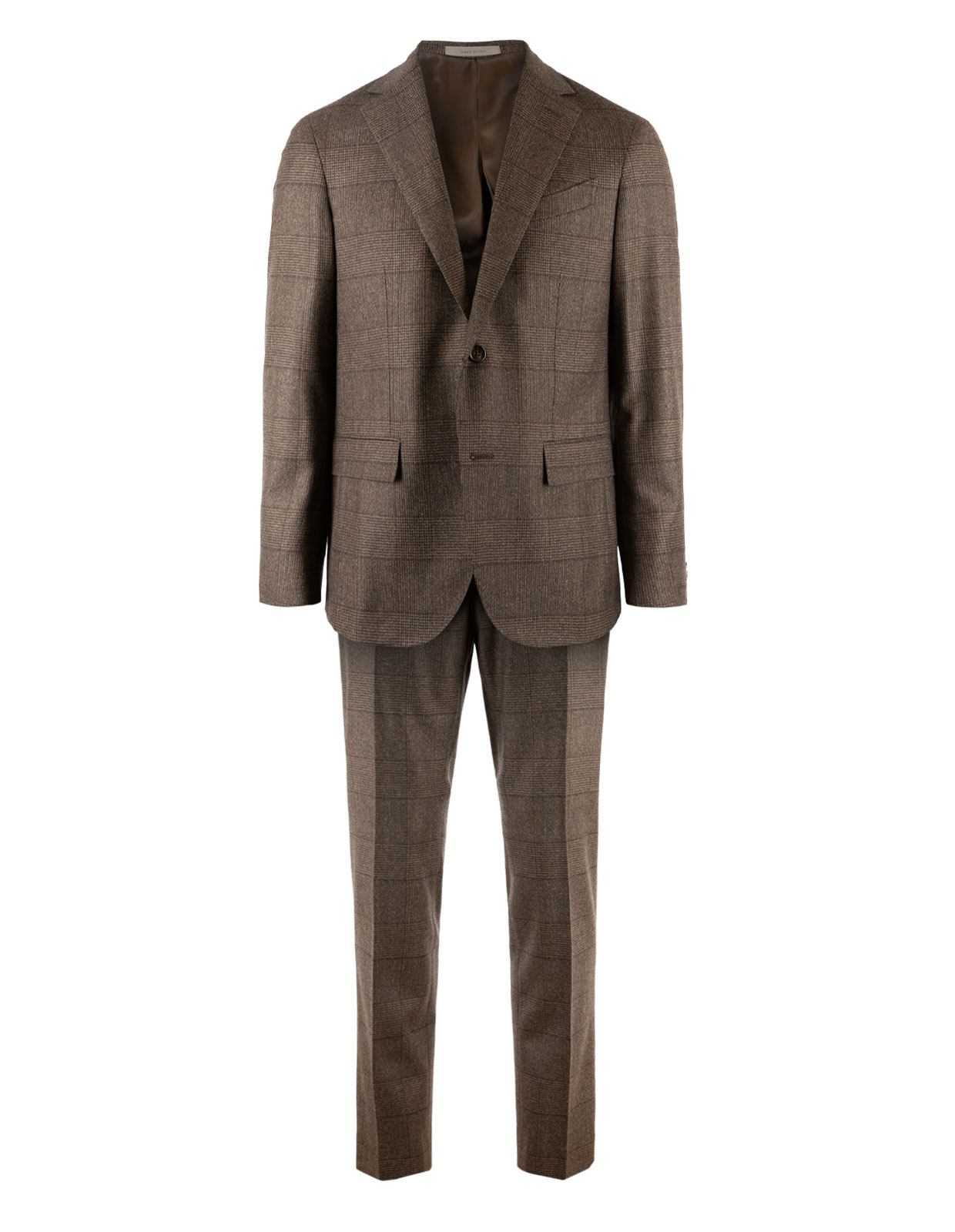Gate Kostym Ull Cashmere Glencheck Brun