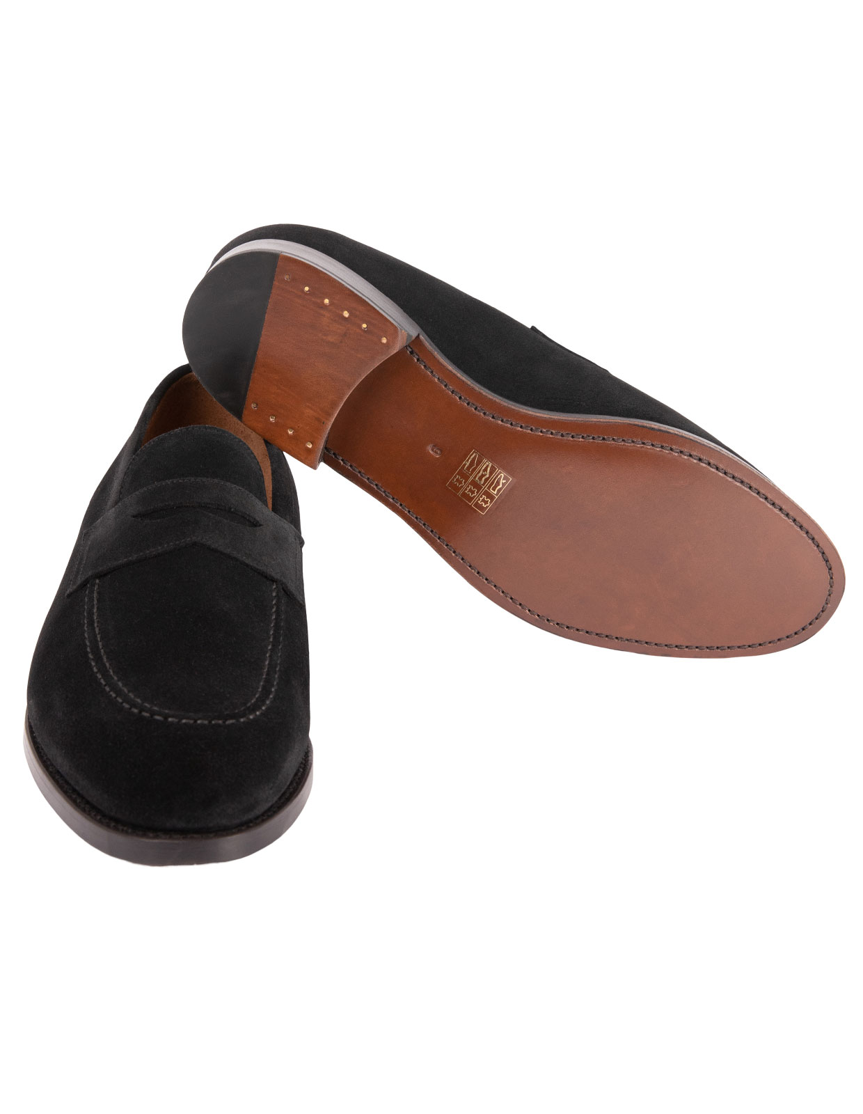 Penny Loafers Suede Black Stl 6