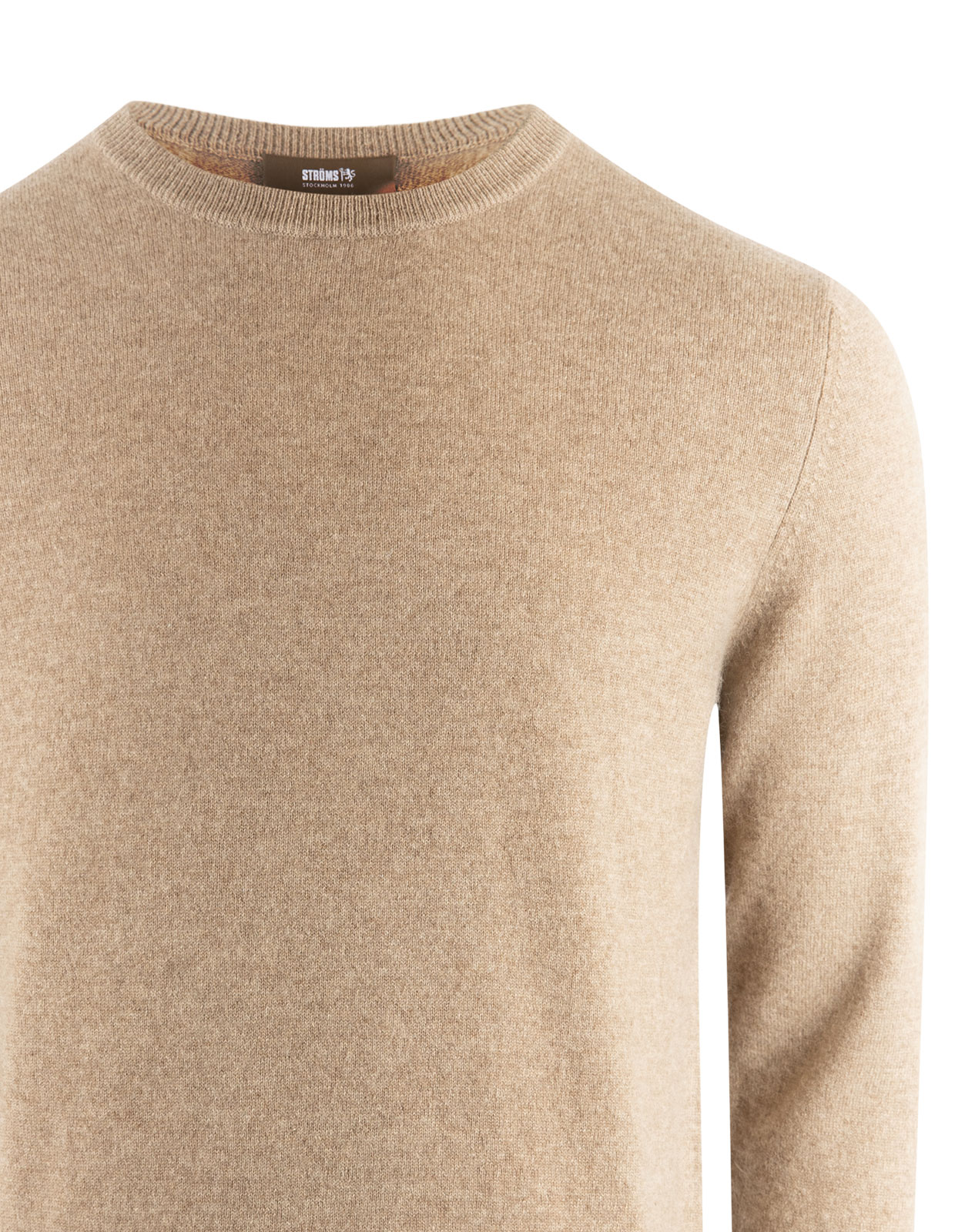 Tröja Rundhals Cashmere Beige Melerad