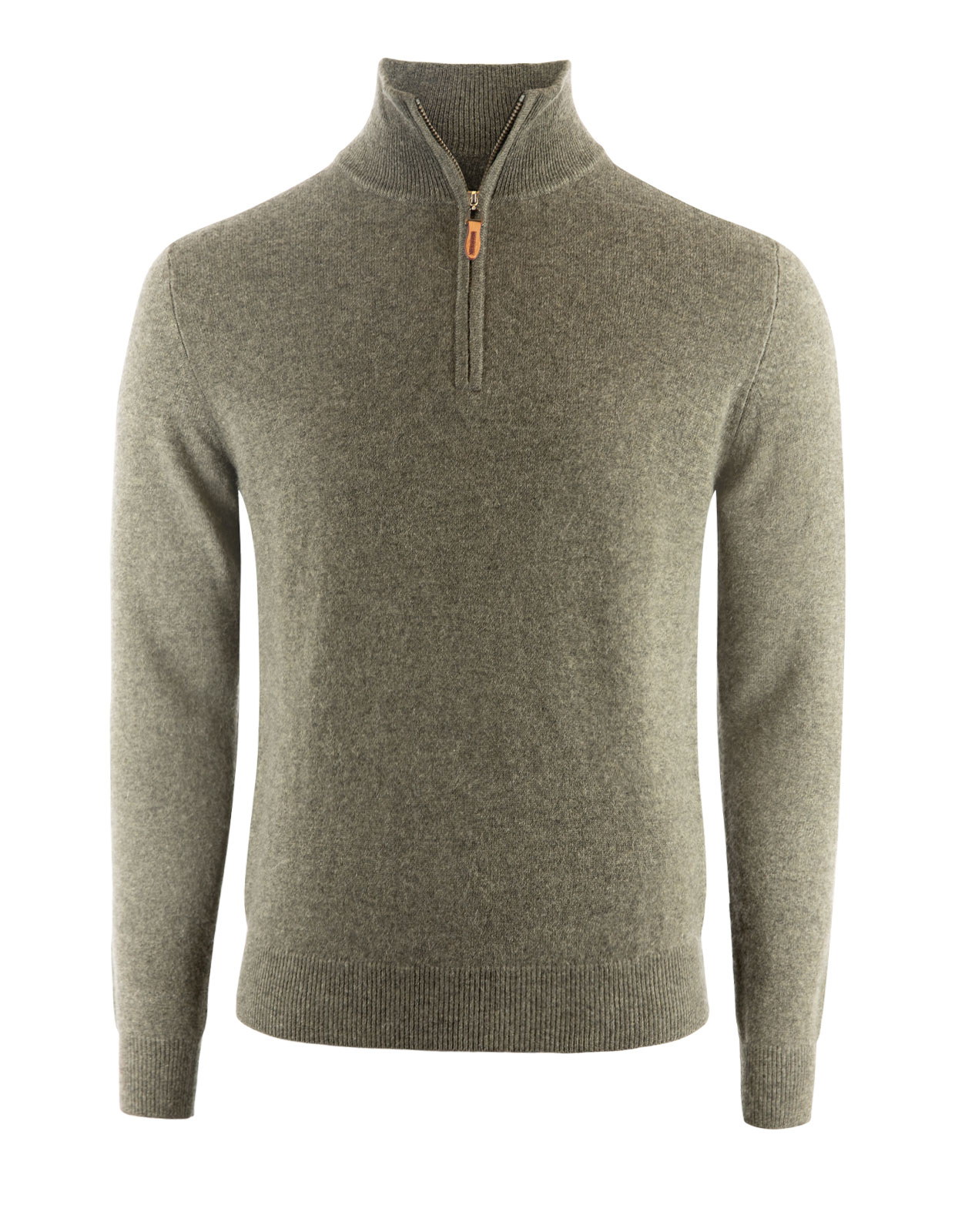 Tröja Zip Cashmere Grön Melerad XXL