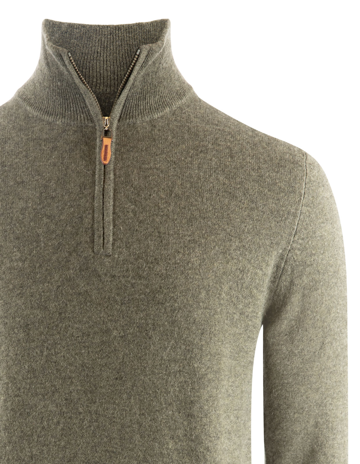 Tröja Zip Cashmere Grön Melerad XXL