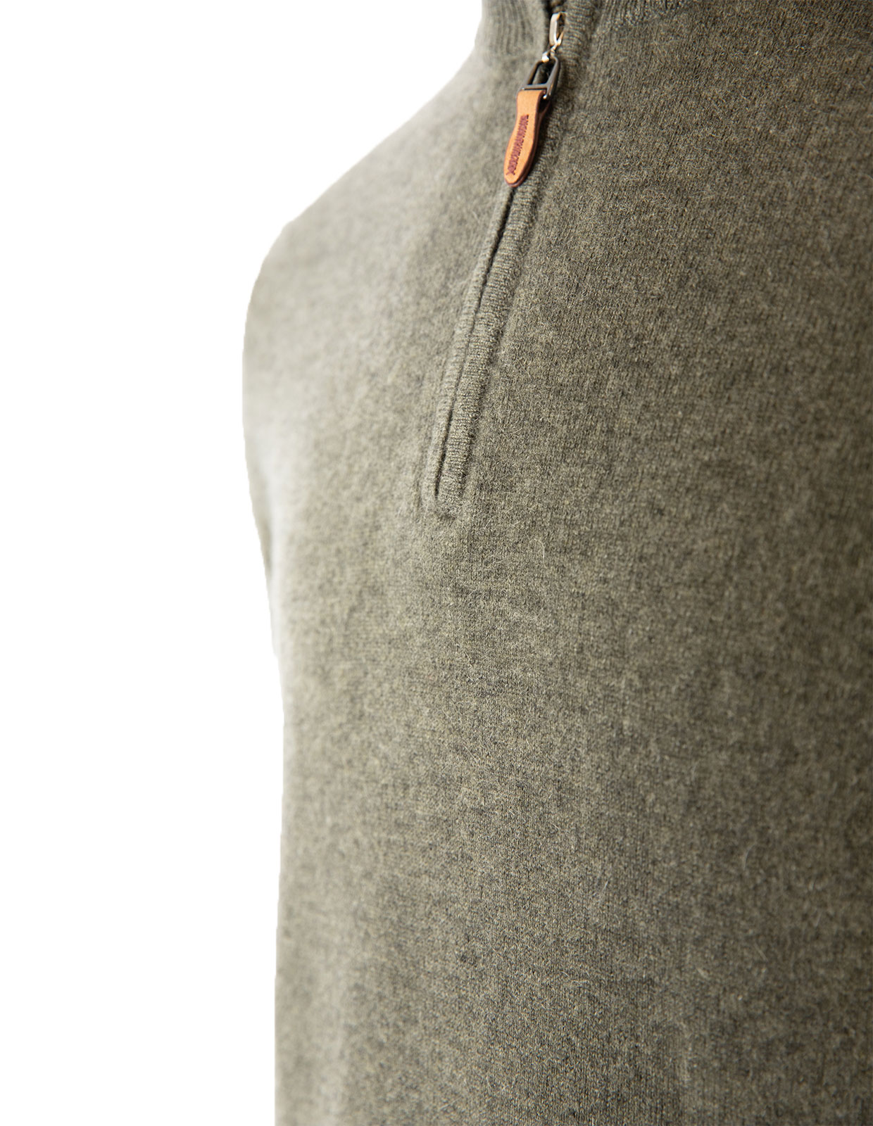 Tröja Zip Cashmere Grön Melerad XXL