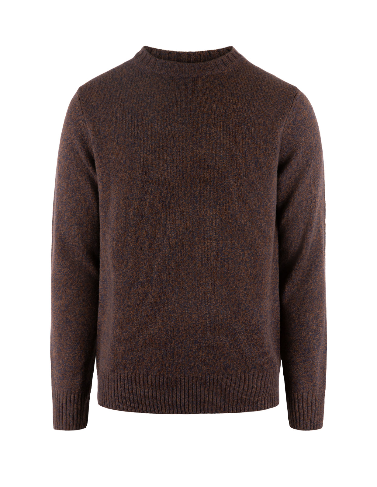 Chunky Tröja Rundhals Ull Cashmere Mouline Brun/Navy Chunky Tröja Rundhals Ull Cashmere Mouline Brun/Navy
