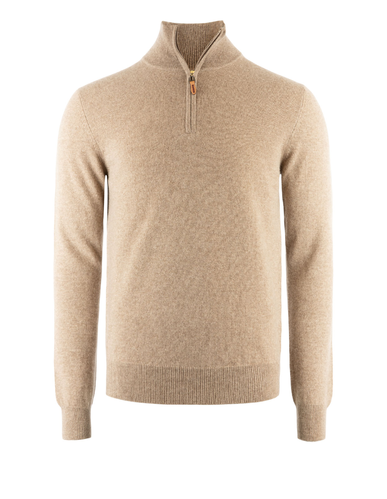 Tröja Zip Cashmere Beige Melerad