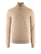 Tröja Zip Cashmere Beige Melerad