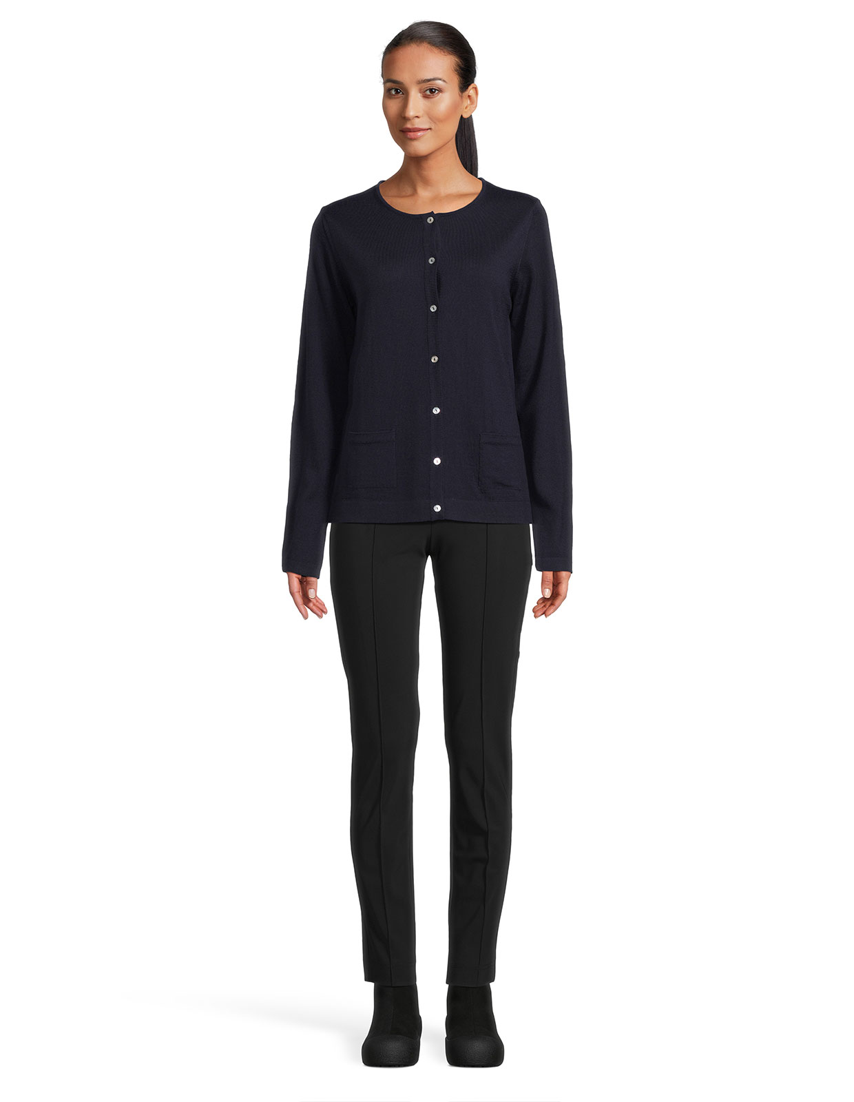 Cardigan Rundhals Navy Stl S