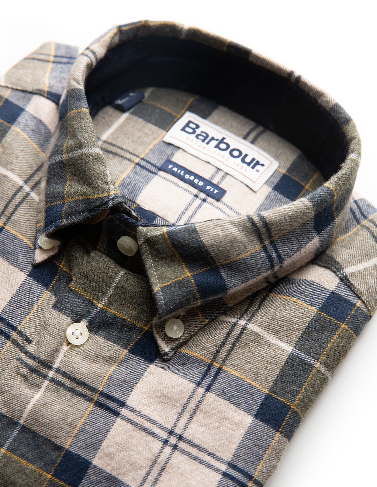 Fortrose Tailored Fit Skjorta Beige/Grön