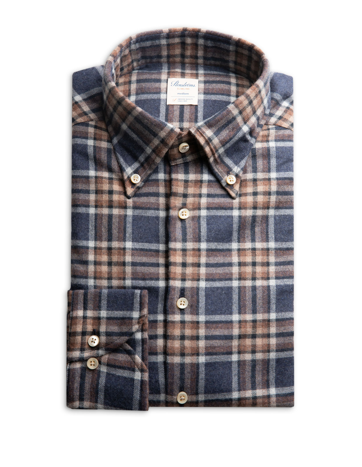 Slim Fit Skjorta Brun/Navy