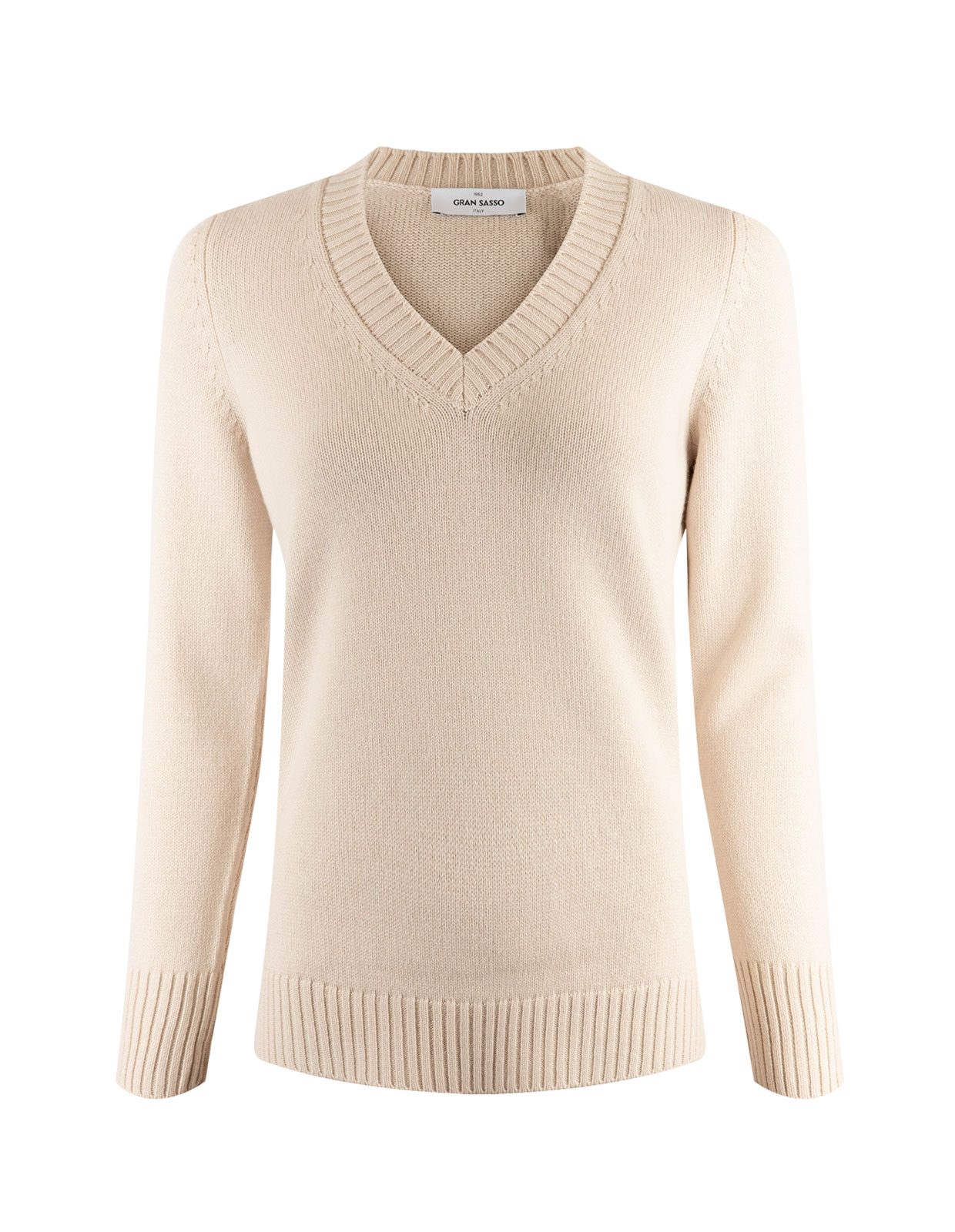 Tröja V-Neck Ull/Cashmere Beige