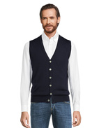 Väst Finstickad Merinoull Navy XL