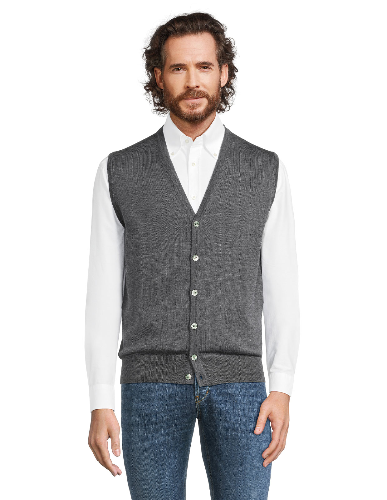 Väst Finstickad Merinoull Flannel Grey Väst Finstickad Merinoull Flannel Grey