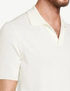 Open Polo Finstickad Bomull Benvit