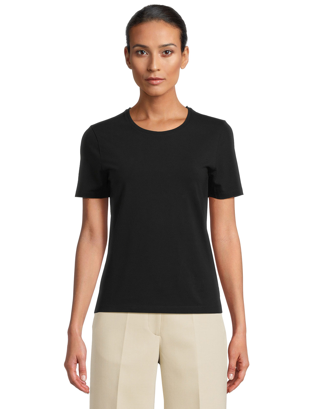 Samina Cotton Jersey T-Shirt Svart Stl XS