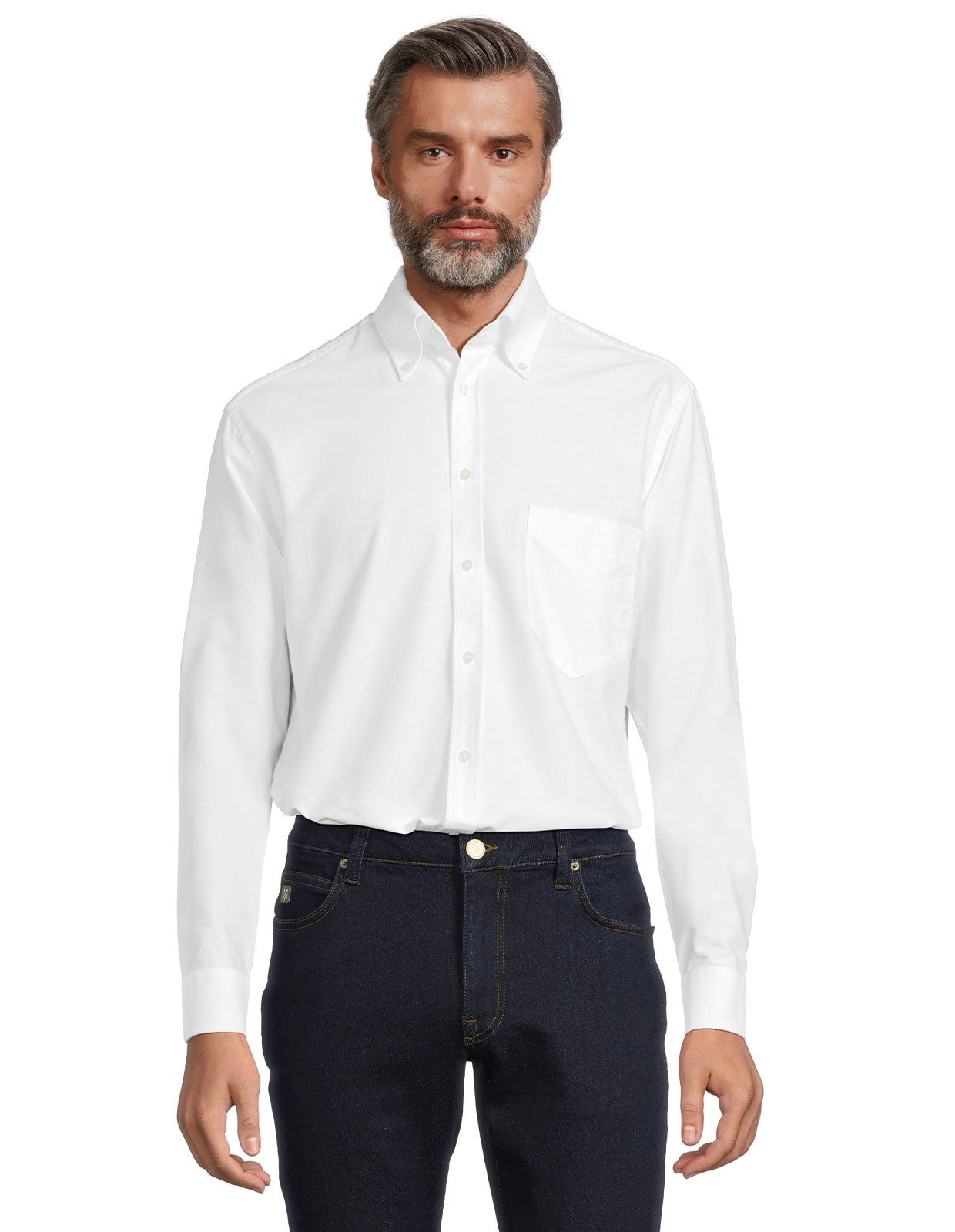 Regular Fit Oxford Skjorta Vit Stl 43