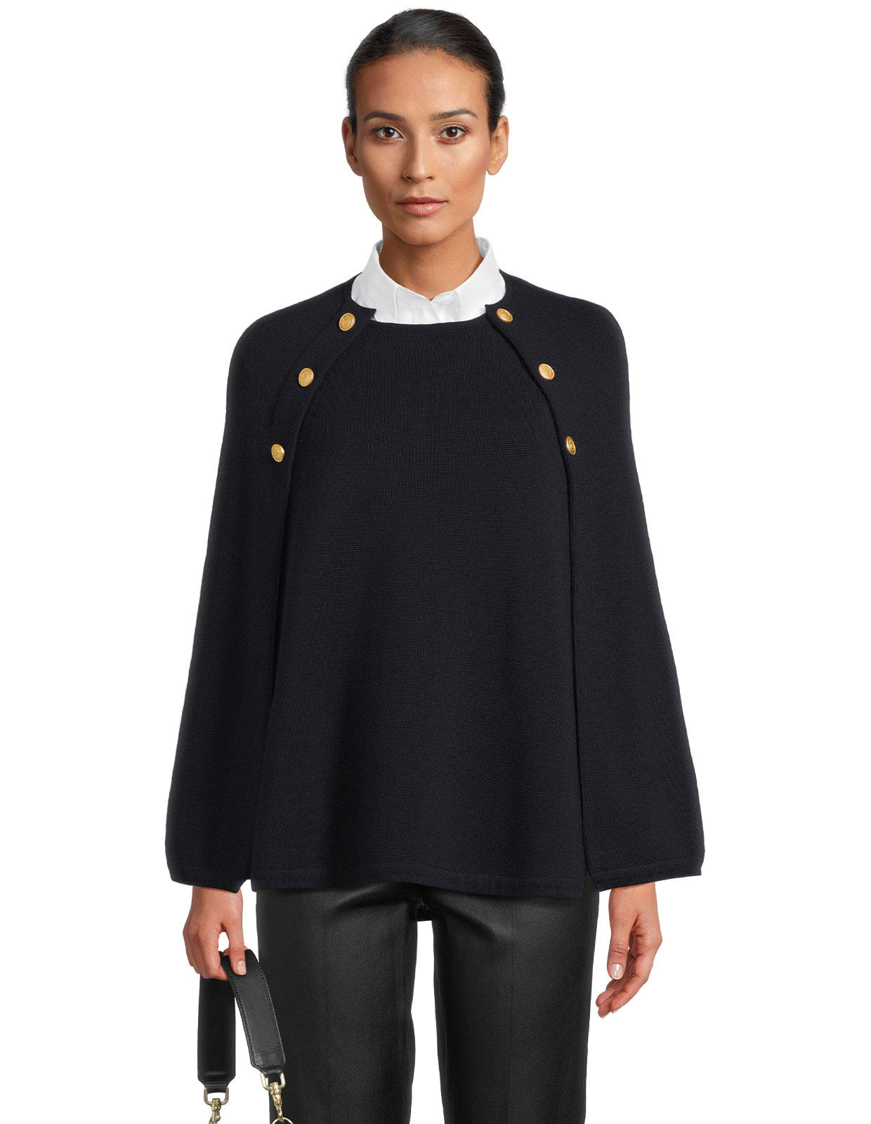 Mary Poncho Merinoull Navy