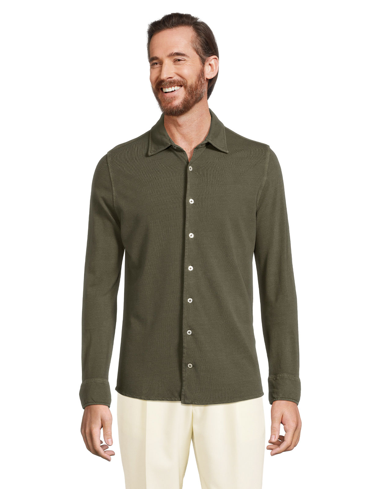 Shirt Cotton Pique Military Green