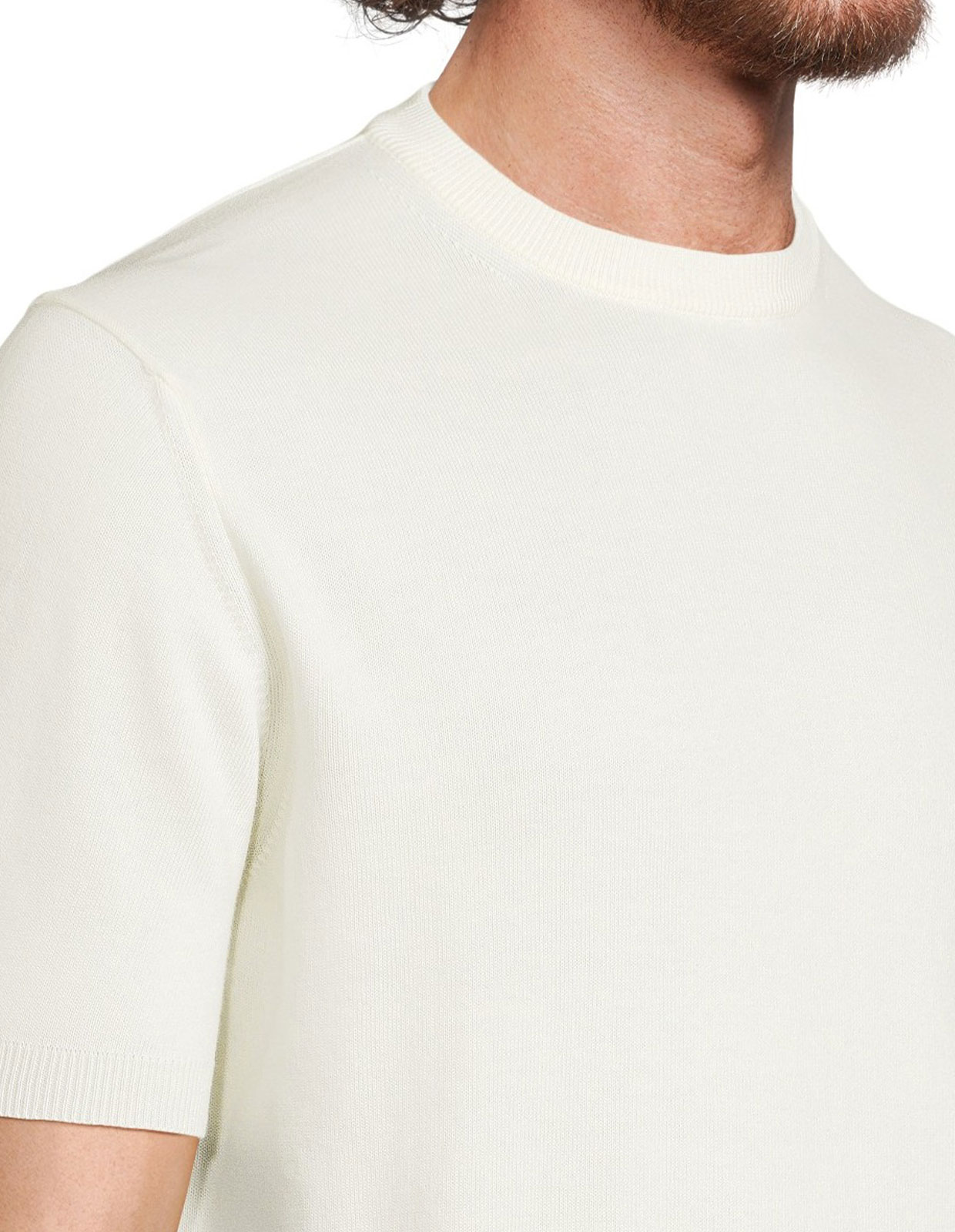 T-shirt Finstickad Bomull Benvit XXL