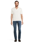 Open Polo Finstickad Bomull Benvit