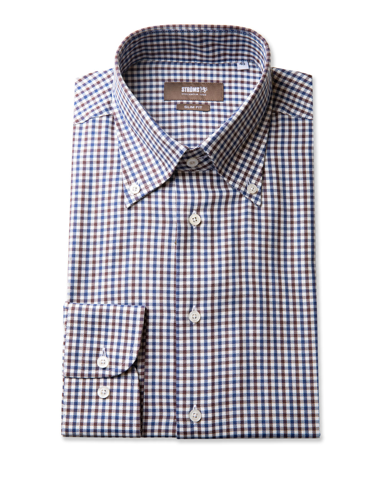 Slim Fit Skjorta Brun/Blå Slim Fit Skjorta Brun/Blå
