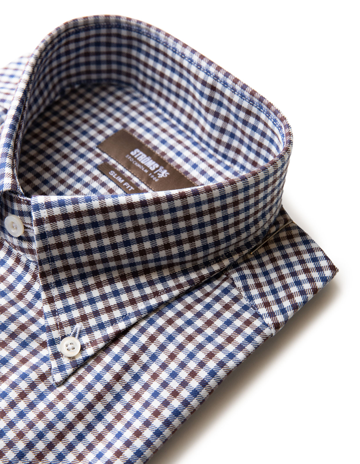 Slim Fit Skjorta Brun/Blå Slim Fit Skjorta Brun/Blå