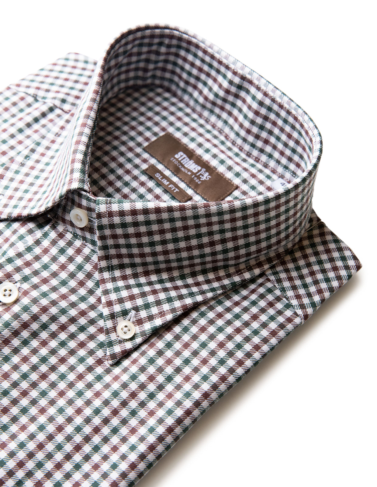 Slim Fit Skjorta Grön/Brun Slim Fit Skjorta Grön/Brun