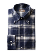 Slim Fit Skjorta Flanell Blå / Vit