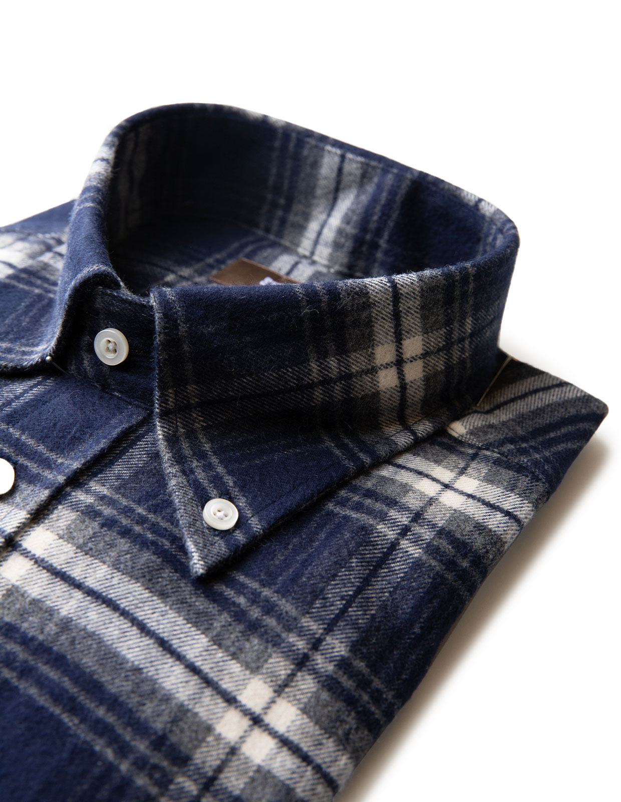 Slim Fit Skjorta Flanell Blå / Vit