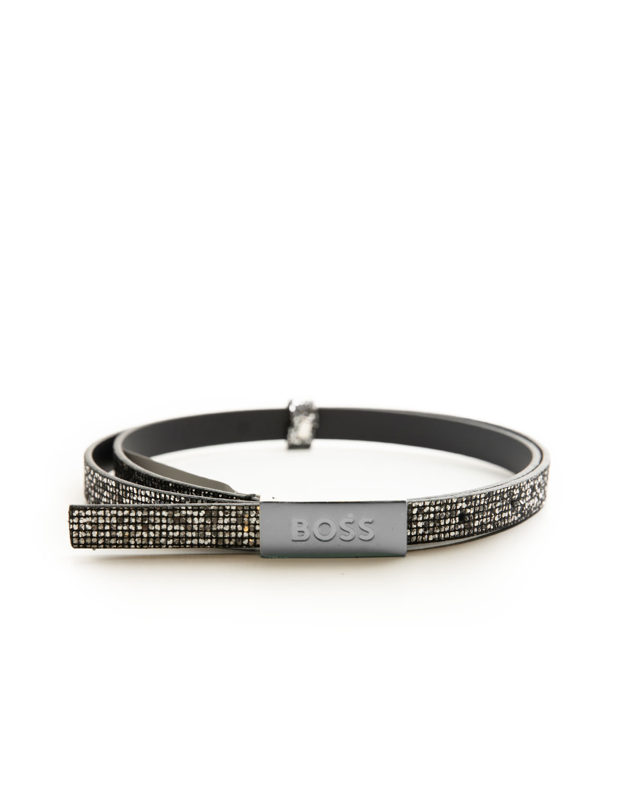 Amber Glitter Bälte Läder Svart/Silver