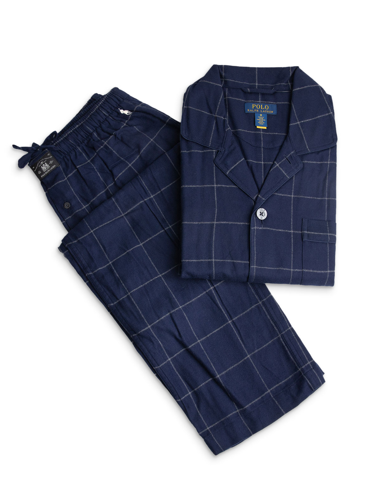 PJ Set Pyjamas Flanell Rutig Navy L